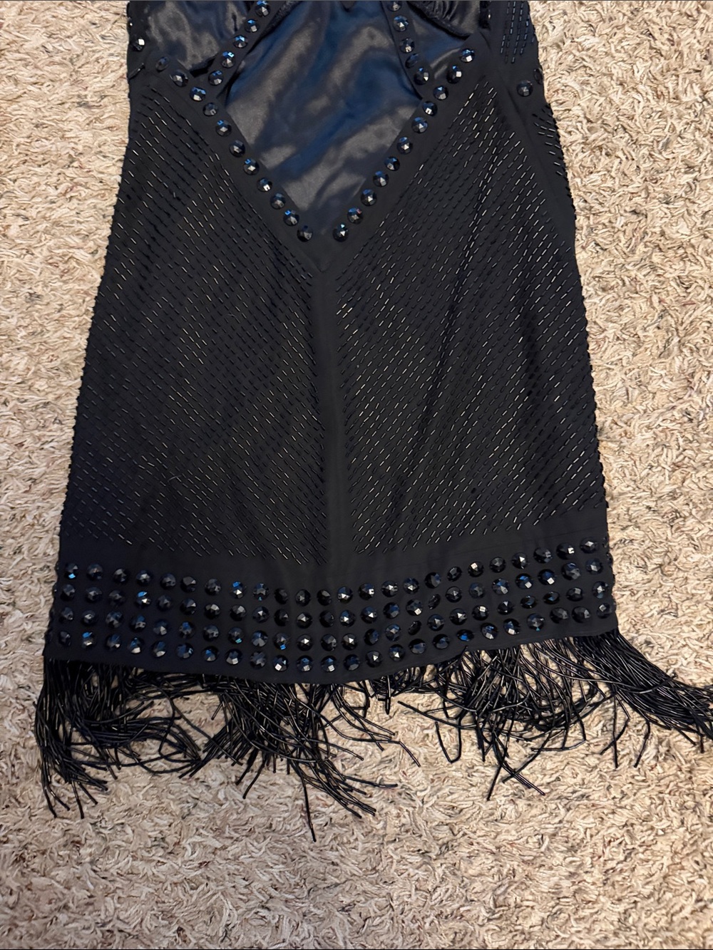Express Black Beaded Fringe Mini Dress - Picture 6 of 7